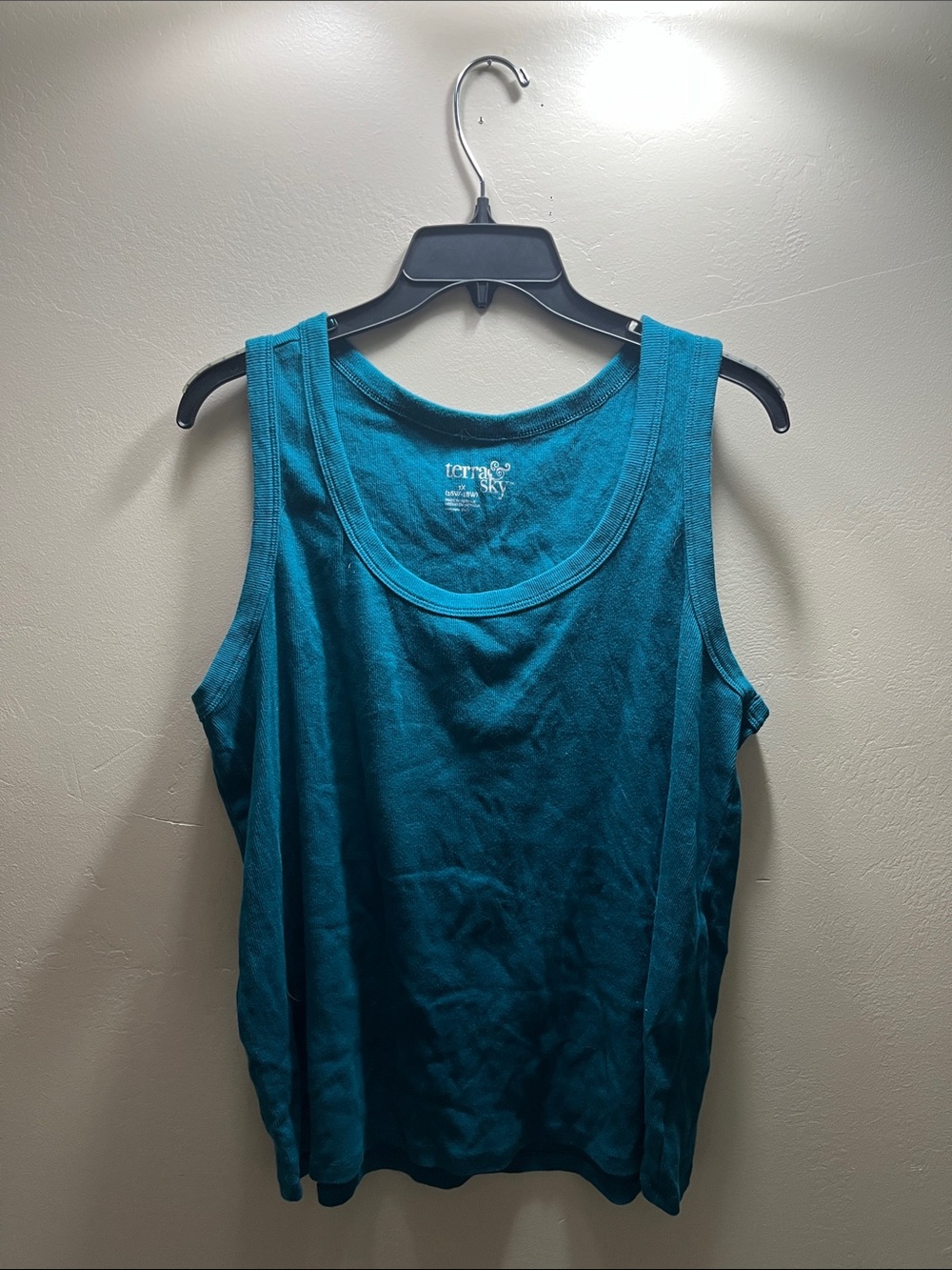 Terra & Sky Teal Tank Top Scoop Neck Women's